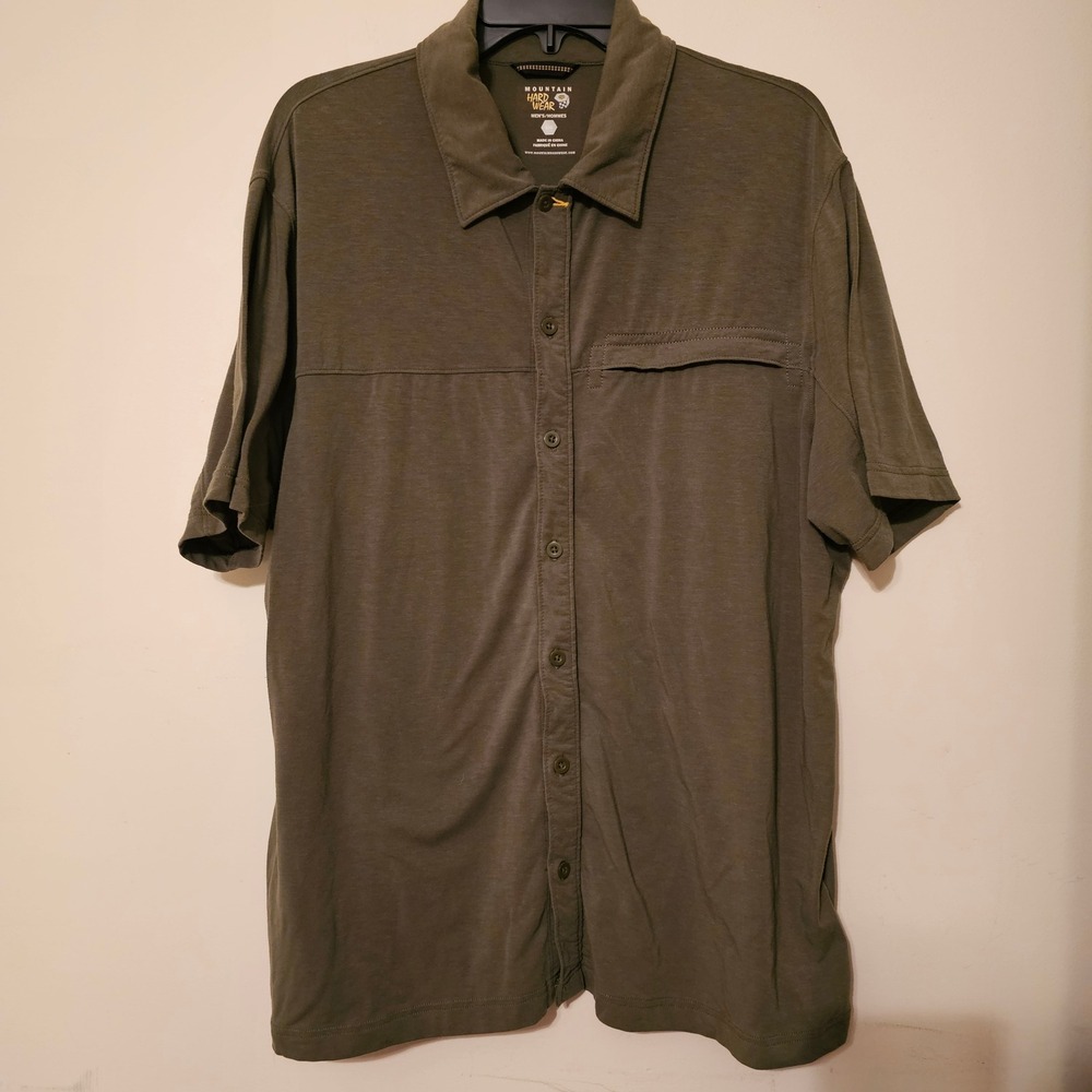 Mountain Hardwear Mens Olive Green Short Sleeve Button Up Shirt OM3438 Size L